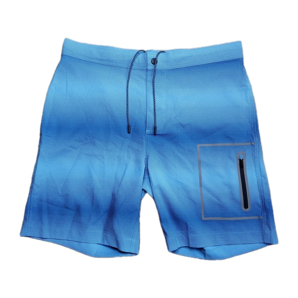 Mack Weldon Mens 35/36 Blue Board Shorts Zip Pockets Stretch Beach Surf Hike